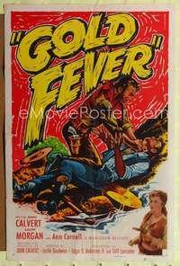 p206 GOLD FEVER one-sheet movie poster '52 John Calvert, Ralph Morgan, cool artwork!