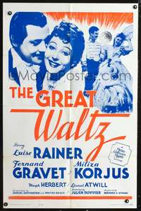 p212 GREAT WALTZ one-sheet movie poster R62 Luise Rainer, Fernand Gravet, Miliza Korjus