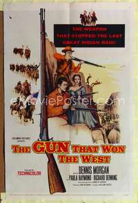 p215 GUN THAT WON THE WEST one-sheet movie poster '55 Dennis Morgan uses first repeating rifles!