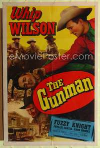 p217 GUNMAN one-sheet movie poster '52 Whip Wilson, Phyllis Coates, Fuzzy Knight