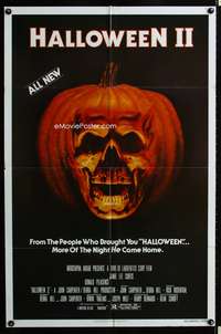 p222 HALLOWEEN II one-sheet movie poster '81 cool jack-o-lantern skull image!