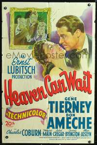 p235 HEAVEN CAN WAIT one-sheet movie poster '43 Gene Tierney, Ernst Lubitsch