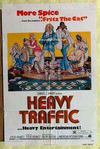 p237 HEAVY TRAFFIC one-sheet movie poster '73 Ralph Bakshi adult cartoon!