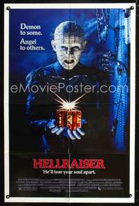 p238 HELLRAISER one-sheet movie poster '87 Clive Barker horror, Pinhead!