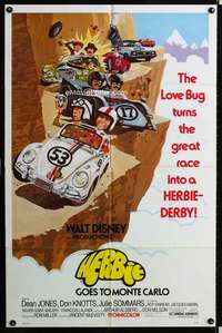 p240 HERBIE GOES TO MONTE CARLO one-sheet movie poster '77 Volkswagen Beetle racing!