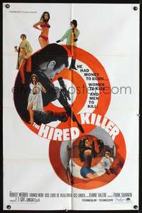 p245 HIRED KILLER one-sheet movie poster '67 Robert Webber, Franco Nero