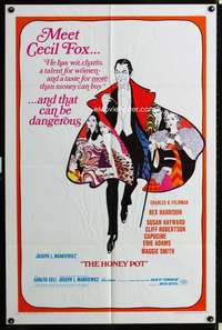 p253 HONEY POT style B one-sheet movie poster '67 Rex Harrison, Susan Hayward, cool artwork!