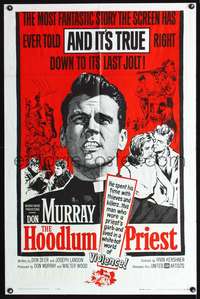 p255 HOODLUM PRIEST one-sheet movie poster '61 religious Don Murray saves thieves and killers!