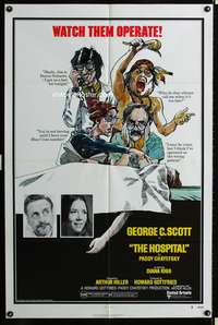 p257 HOSPITAL style B one-sheet movie poster '71 George C. Scott, Paddy Chayefsky