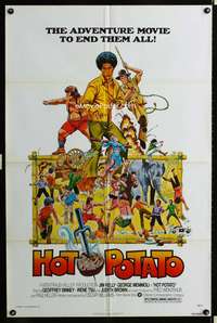 p258 HOT POTATO one-sheet movie poster '76 art of kung fu hero Jim Kelly by Robert Tanenbaum!