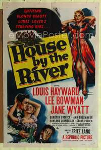 p260 HOUSE BY THE RIVER style A one-sheet movie poster '50 Fritz Lang, Louis Hayward, sexy blonde!