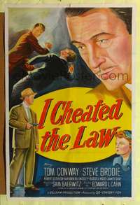 p267 I CHEATED THE LAW one-sheet movie poster '49 Tom Conway, stone litho!