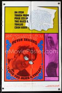 p269 I LOVE YOU ALICE B TOKLAS one-sheet poster '68 Peter Sellers eats turned-on brownies, drugs!