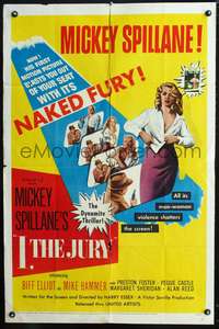 p270 I THE JURY one-sheet movie poster '53 Mickey Spillane, Biff Elliot as Mike Hammer!