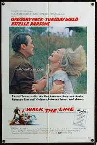 p272 I WALK THE LINE one-sheet movie poster '70 Gregory Peck, Tuesday Weld, John Frankenheimer