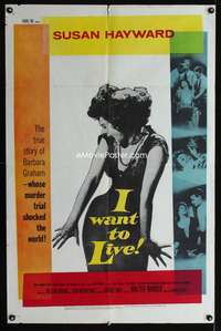 p273 I WANT TO LIVE one-sheet movie poster '58 Susan Hayward as Barbara Graham!