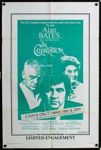 p282 IN CELEBRATION one-sheet movie poster '75 Alan Bates, Lindsay Anderson