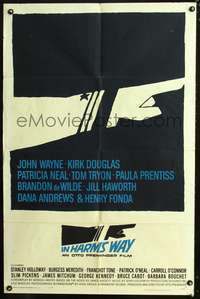 p283 IN HARM'S WAY one-sheet movie poster '65 John Wayne, Otto Preminger, great Saul Bass artwork!