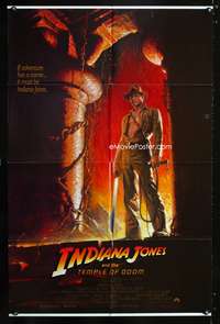 p287 INDIANA JONES & THE TEMPLE OF DOOM one-sheet '84 artwork of Harrison Ford by Bruce Wolfe!