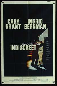 p288 INDISCREET one-sheet movie poster '58 Cary Grant & Ingrid Bergman couldn't stop!