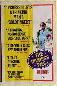 p293 IPCRESS FILE one-sheet movie poster '65 English Michael Caine as a spy!