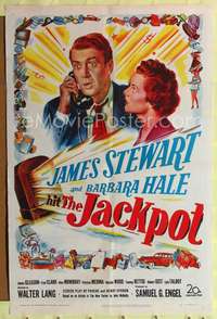 p302 JACKPOT one-sheet movie poster '50 James Stewart, Barbara Hale