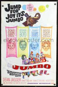 p311 JUMBO one-sheet movie poster '62 Doris Day, Jimmy Durante, circus elephant!