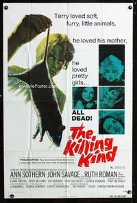 p317 KILLING KIND one-sheet poster '73 he loved furry animals, his mom, pretty girls, but all dead!