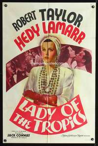 p328 LADY OF THE TROPICS style D one-sheet poster '39 glamorous art of Hedy Lamarr, Robert Taylor