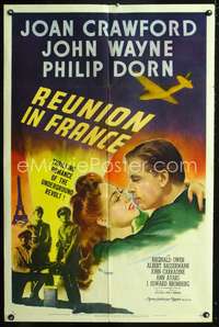 p606 REUNION IN FRANCE one-sheet movie poster '42 John Wayne, Joan Crawford, Jules Dassin