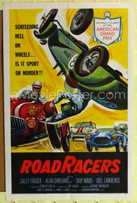 p611 ROADRACERS one-sheet movie poster '59 great American Grand Prix race car artwork image!