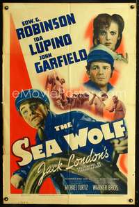 p624 SEA WOLF one-sheet movie poster '41 Edward G. Robinson, Ida Lupino, John Garfield, Jack London