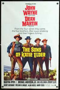 p665 SONS OF KATIE ELDER one-sheet movie poster '65 John Wayne, Dean Martin, Martha Hyer