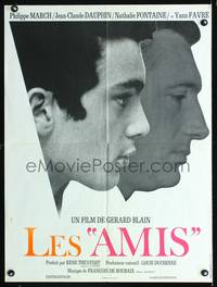 a382 FRIENDS French 23x32 movie poster '70 Gerard Blain, Les Amis!