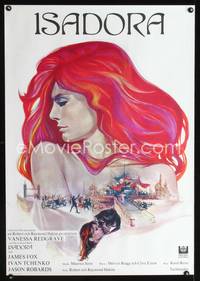 a103 LOVES OF ISADORA Swedish movie poster '69 Redgrave by Landi!