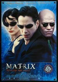 a105 MATRIX DS blue Swedish movie poster '99 Wachowski, top 3 stars!