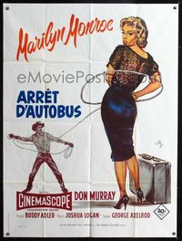 c361 BUS STOP French one-panel movie poster R80s art of sexy Marilyn Monroe & Don Murray by Geleng!