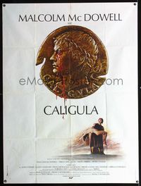 c363 CALIGULA French one-panel movie poster '80 Malcolm McDowell, Bob Guccione epic, cool artwork!