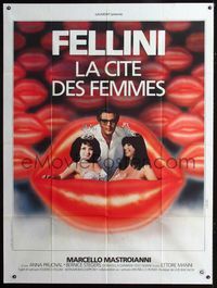 c375 CITY OF WOMEN French one-panel movie poster '80 Federico Fellini, sexy lips artwork by Landi!