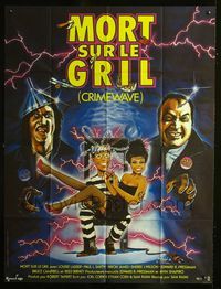 c390 CRIMEWAVE French one-panel poster '85 Sam Raimi, great wacky electric chair artwork by Gedebe!