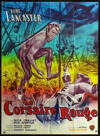 c391 CRIMSON PIRATE French one-panel movie poster R60s great artwork of daring Burt Lancaster!