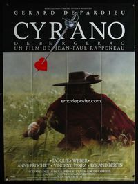 c395 CYRANO DE BERGERAC French one-panel movie poster '90 Gerard Depardieu, Jean-Paul Rappeneau