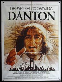 c397 DANTON French one-panel movie poster '82 Andrzej Wajda, cool art of Gerard Depardieu by Landi!