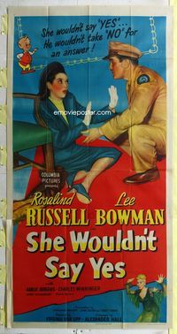 1a356 SHE WOULDN'T SAY YES 3sheet '45 Rosalind Russell wouldn't say yes but he wouldn't take a no!