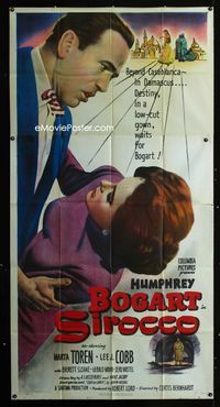 1a357 SIROCCO three-sheet movie poster '51 Humphrey Bogart goes beyond Casablanca in Damascus!