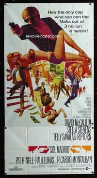 1a359 SOL MADRID three-sheet '68 David McCallum is the only cop who can con the Mafia out of heroin!