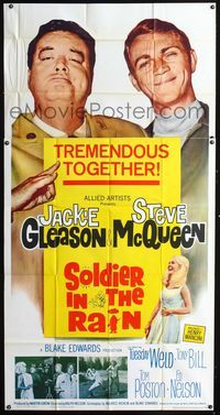 1a360 SOLDIER IN THE RAIN three-sheet poster '64 misfit soldiers Steve McQueen & Jackie Gleason!