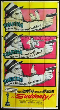 1a364 SUDDENLY three-sheet movie poster '54 would-be Presidential assassin Frank Sinatra!