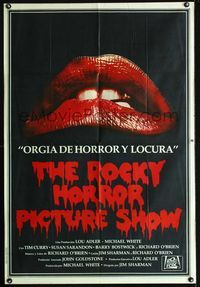 1a533 ROCKY HORROR PICTURE SHOW Argentinean poster '75 a different set of jaws, classic lips image!