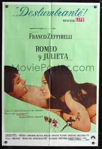 1a534 ROMEO & JULIET Argentinean movie poster '69 Franco Zeffirelli's version of Shakespeare's play!